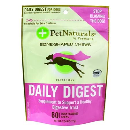 PET NATURALS Daily Digest Bone-Shaped Chews For Dogs, Duck 700753.06, 60PK 68184